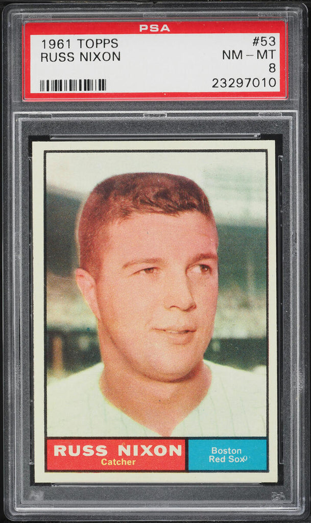 1961 Topps BB Card # 53 Russ Nixon Boston Red Sox PSA 8 NM-MT (MGD2)