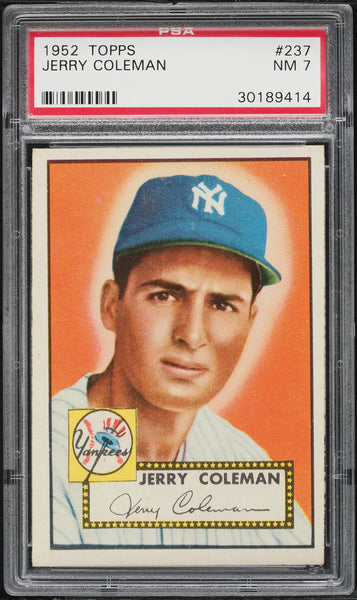 1952 Topps BB Card #237 Jerry Coleman New York Yankees PSA 7 NRMT (MGD2)