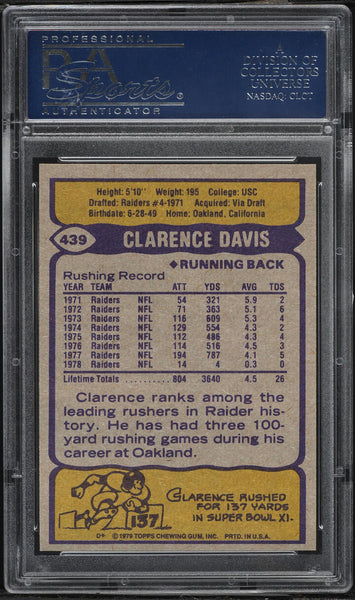 1979 Topps FB Card #439 Clarence Davis Oakland Raiders PSA 9 MINT (MGD2)