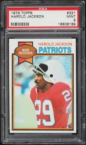 1979 Topps FB Card #321 Harold Jackson New England Patriots PSA 9 MINT (MGD2)
