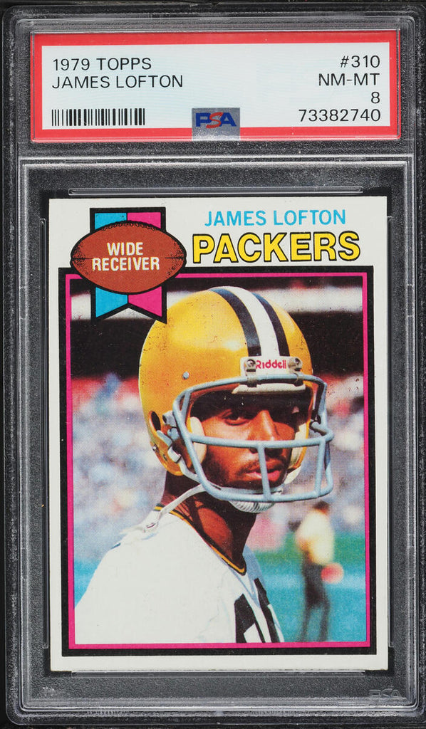1979 Topps FB Card #310 James Lofton Green Bay Packers HOF ROOKIE RC PSA 8 NM-MT (MGD2)