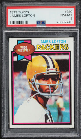 1979 Topps FB Card #310 James Lofton Green Bay Packers HOF ROOKIE RC PSA 8 NM-MT (MGD2)