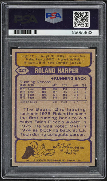 1979 Topps FB Card #227 Roland Harper Chicago Bears PSA 9 MINT (MGD2)