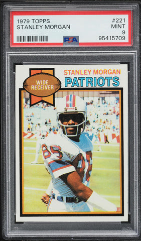 1979 Topps FB Card #221 Stanley Morgan New England Patriots HOF PSA 9 MINT (MGD2)