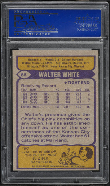 1979 Topps FB Card # 66 Walter White Kansas City Chiefs PSA 9 MINT (MGD2)