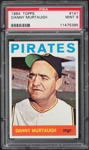 1964 Topps BB Card #141 Danny Murtaugh Pittsburgh Pirates HOF PSA 9 MINT (MGD2)