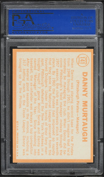1964 Topps BB Card #141 Danny Murtaugh Pittsburgh Pirates HOF PSA 9 MINT (MGD2)