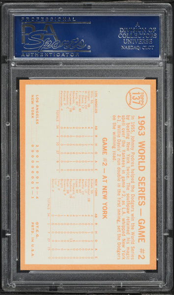 1964 Topps BB Card #137 World Series Game 2 DAVIS SPARKS RALLY PSA 9 MINT (MGD2)