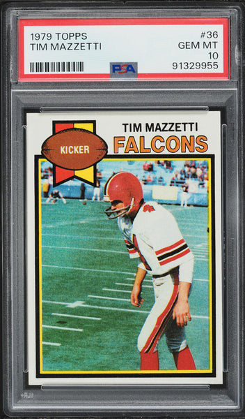 1979 Topps FB Card # 36 Tim Mazzetti Atlanta Falcons ROOKIE RC PSA 10 GEM MINT (MGD2)