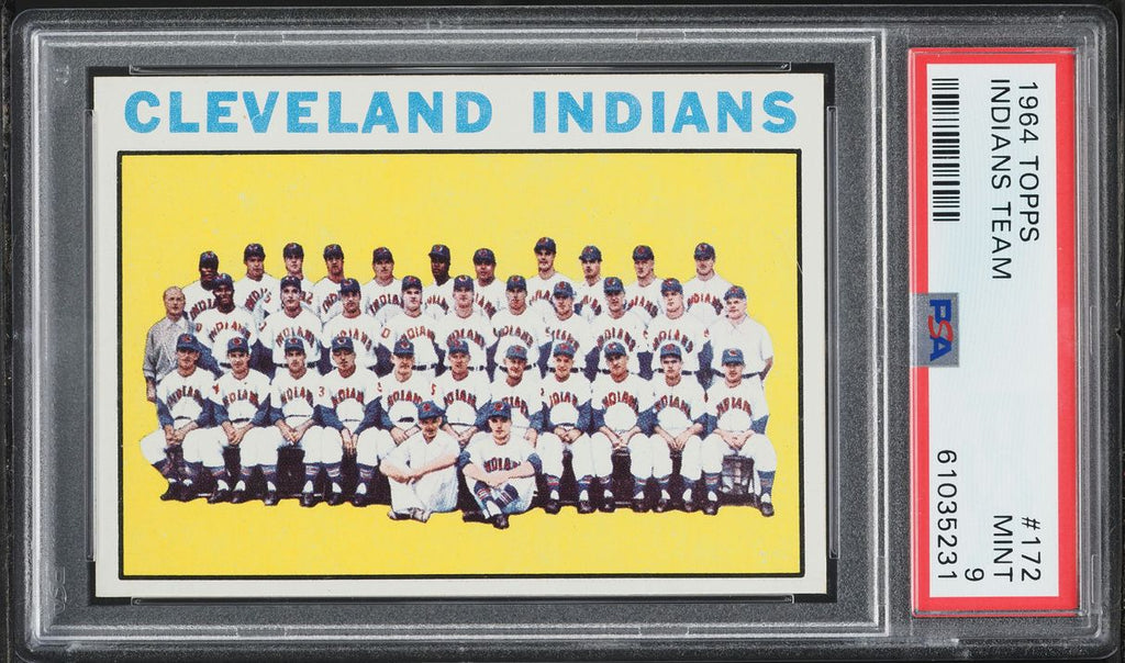 1964 Topps BB Card #172 Cleveland Indians TEAM CARD #172 PSA 9 MINT (MGD2)