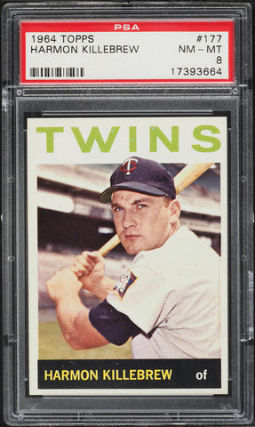 1964 Topps BB Card #177 Harmon Killebrew Minnesota Twins HOF PSA 8 NM-MT (MGD2)