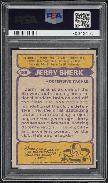 1979 Topps FB Card #185 Jerry Sherk Cleveland Browns PSA 10 GEM MINT (MGD2)
