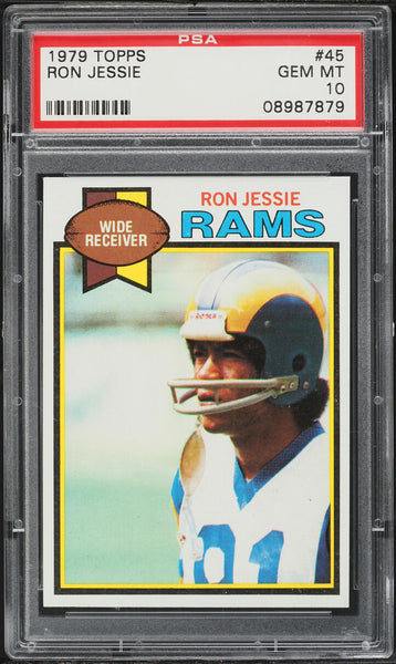 1979 Topps FB Card # 45 Ron Jessie Los Angeles Rams PSA 10 GEM MINT (MGD2)