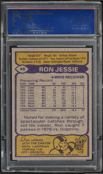 1979 Topps FB Card # 45 Ron Jessie Los Angeles Rams PSA 10 GEM MINT (MGD2)