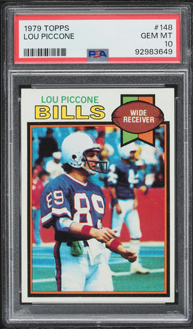 1979 Topps FB Card #148 Lou Piccone Buffalo Bills PSA 10 GEM MINT (MGD2)