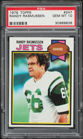 1979 Topps FB Card #247 Randy Rasmussen New York Jets PSA 10 GEM MINT (MGD2)