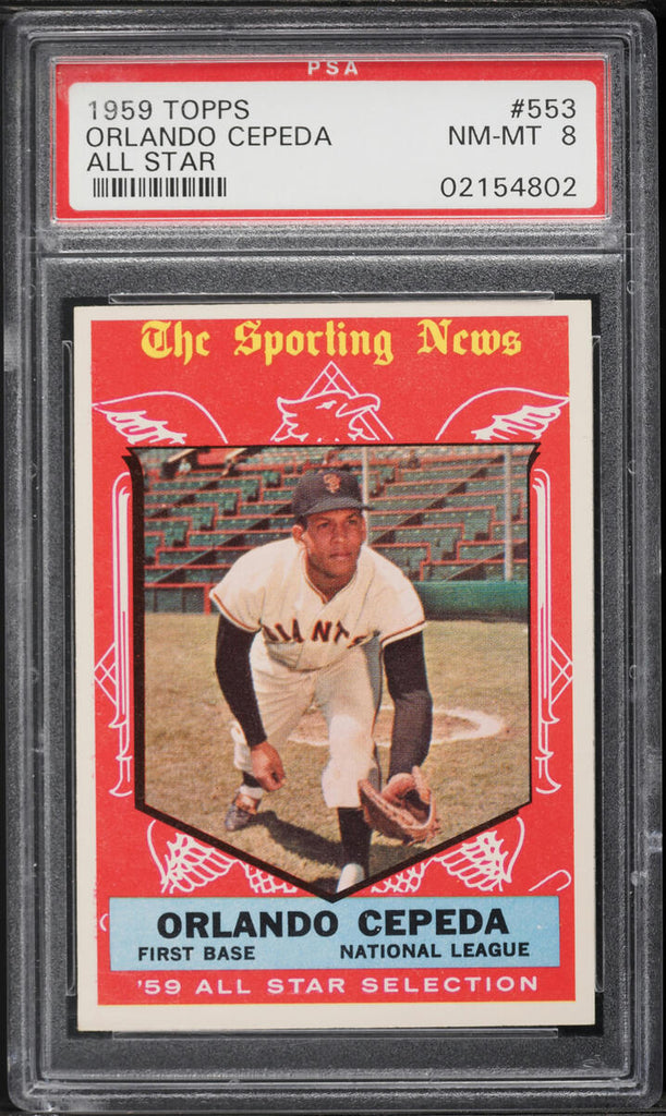 1959 Topps BB Card #553 Orlando Cepeda San Francisco Giants HOF ALL-STAR PSA 8 (MGD2)