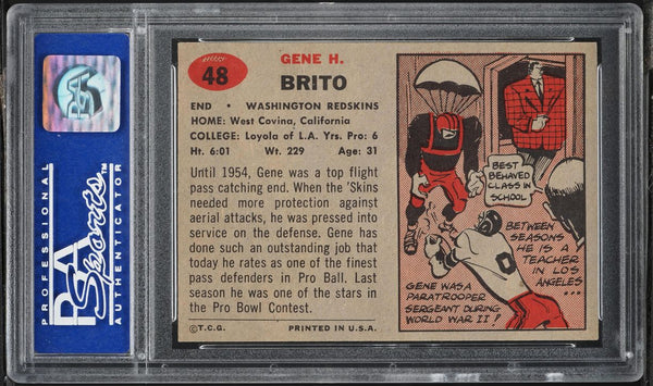1957 Topps FB Card # 48 Gene Brito Washington Redskins HOF PSA 8 NM-MT (MGD2)