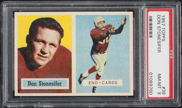 1957 Topps FB Card # 38 Don Stonesifer Chicago Cardinals PSA 8 NM-MT (MGD2)