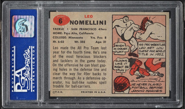 1957 Topps FB Card # 6 Leo Nomellini San Francisco 49ers HOF PSA 8 (MGD2)