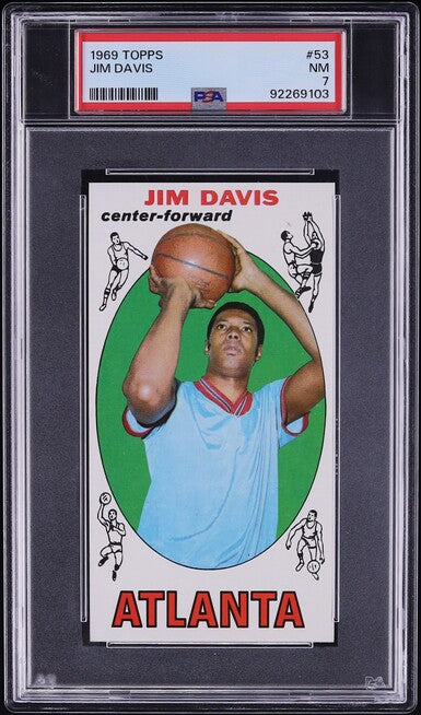 1969 Topps BkB Card # 53 Jim Davis Atlanta Hawks ROOKIE RC PSA 7 NRMT (MGD2)