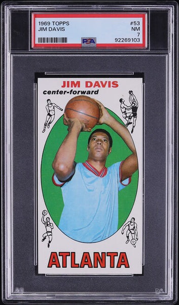 1969 Topps BkB Card # 53 Jim Davis Atlanta Hawks ROOKIE RC PSA 7 NRMT (MGD2)
