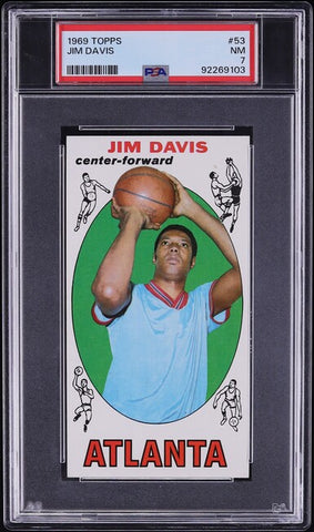 1969 Topps BkB Card # 53 Jim Davis Atlanta Hawks ROOKIE RC PSA 7 NRMT (MGD2)