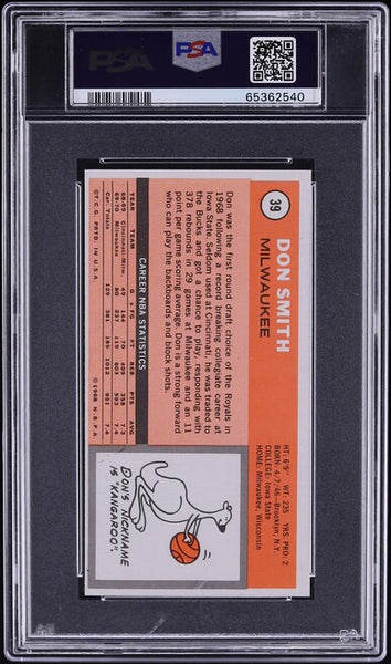 1970 Topps BkB Card # 39 Don Smith Milwaukee Bucks PSA 7 NRMT (MGD2)