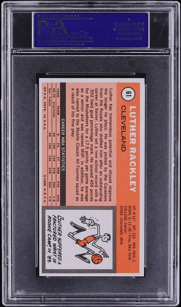 1970 Topps Bkb Card # 61 Luther Rackley Cleveland Cavaliers PSA 8 NM-MT (MGD2)