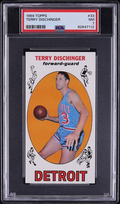 1969 Topps BkB Card # 33 Terry Dischinger Detroit Pistons ROOKIE RC PSA 7 NRMT (MGD2)