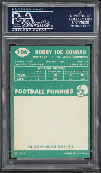 1960 Topps FB Card #106 Bobby Joe Conrad St. Louis Cardinals PSA 8 NM-MT (MGD2)