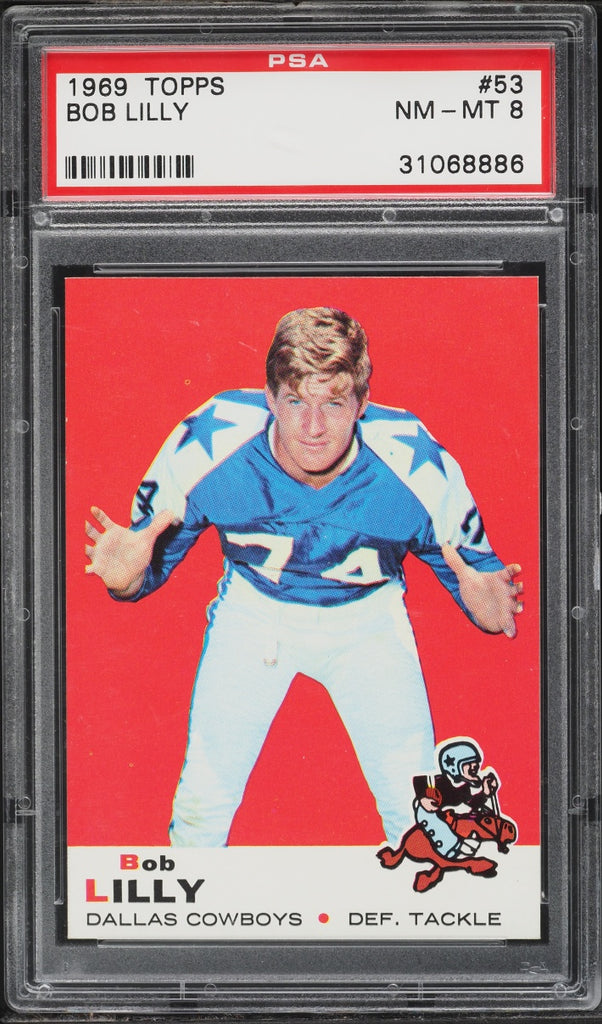 1969 Topps FB Card # 53 Bob Lilly Dallas Cowboys HOF PSA 8 NM-MT (MGD2)