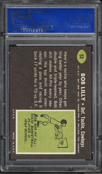 1969 Topps FB Card # 53 Bob Lilly Dallas Cowboys HOF PSA 8 NM-MT (MGD2)