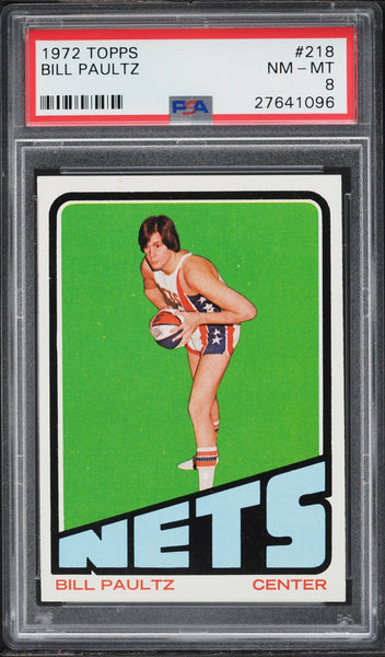 1972 Topps BkB Card #218 Bill Paultz New York Nets PSA 8 NM-MT (MGD2)