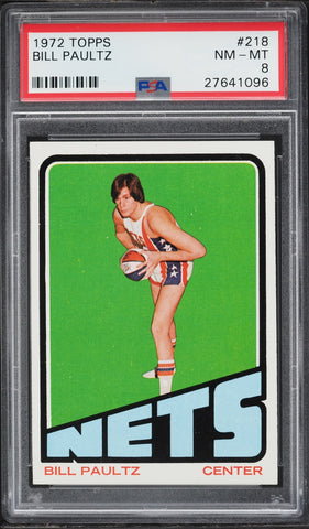 1972 Topps BkB Card #218 Bill Paultz New York Nets PSA 8 NM-MT (MGD2)