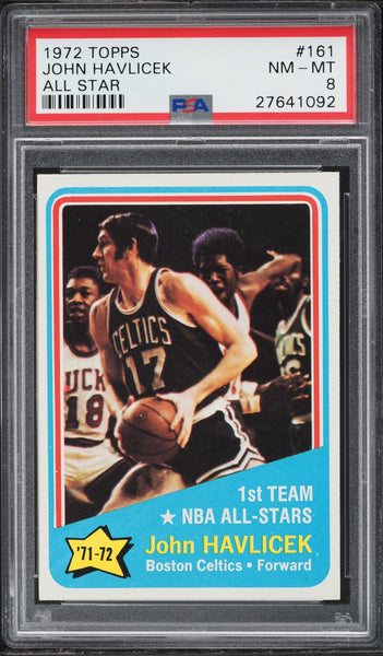 1972 Topps BkB Card #161 John Havlicek Boston Celtics HOF ALL-STAR PSA 8 NM-MT (MGD2)