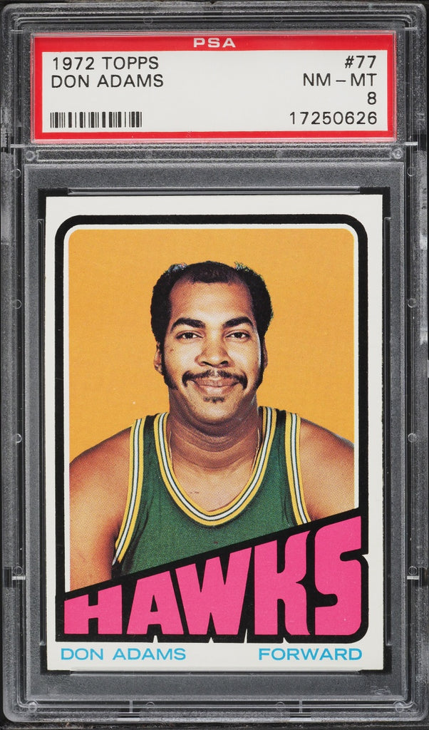1972 Topps BkB Card # 77 Don Adams Atlanta Hawks PSA 8 NM-MT (MGD2)