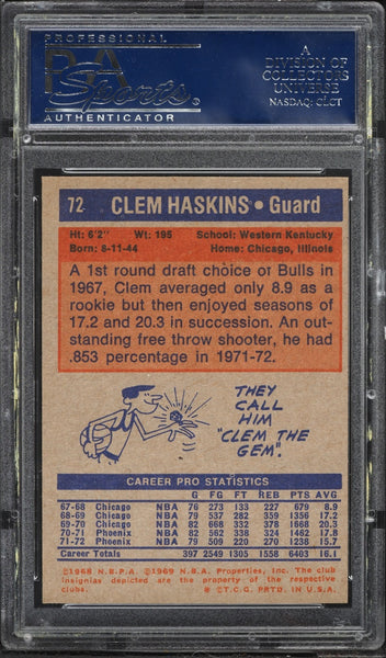 1972 Topps BkB Card # 72 Clem Haskins Phoenix Suns PSA 8 NM-MT (MGD2)