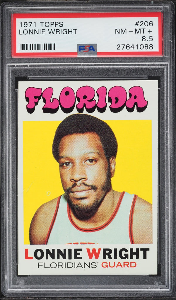 1971 Topps BkB Card #206 Lonnie Wright Florida Floridians ROOKIE PSA 8.5 NM-MT+ (MGD2)