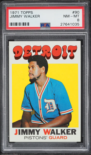 1971 Topps BkB Card # 90 Jimmy Walker Detroit Pistons HOF PSA 8 NM-MT (MGD2)