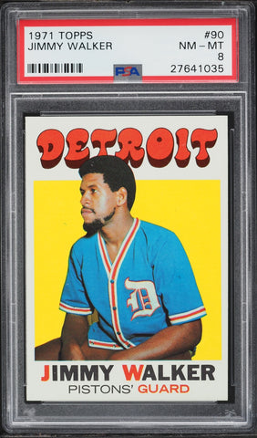 1971 Topps BkB Card # 90 Jimmy Walker Detroit Pistons HOF PSA 8 NM-MT (MGD2)