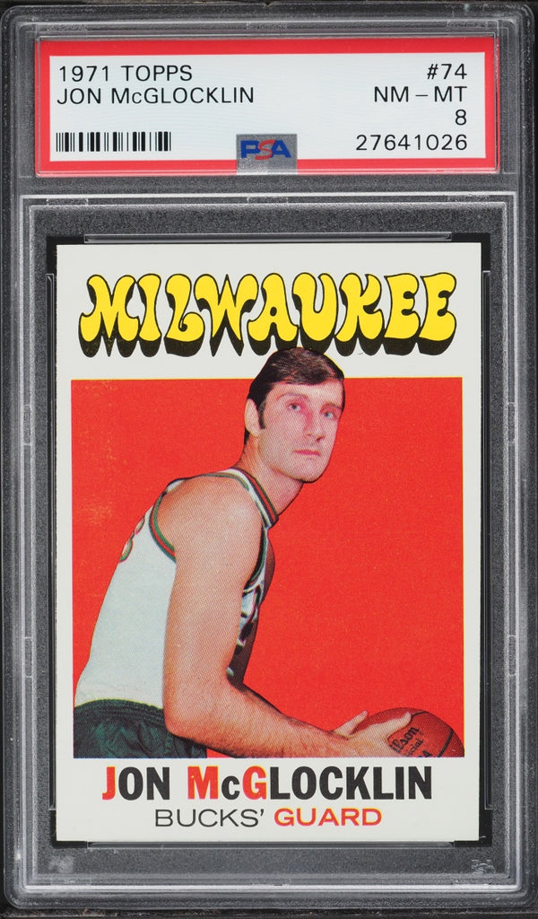 1971 Topps BkB Card # 74 Jon McGlocklin Milwaukee Bucks PSA 8 NM-MT (MGD2)