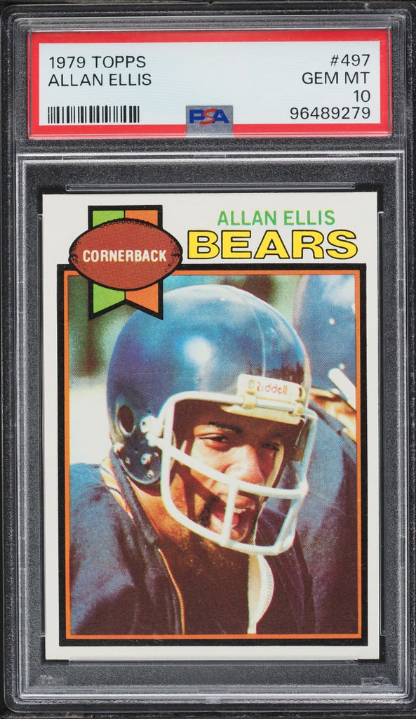 1979 Topps FB Card #497 Allan Ellis Chicago Bears PSA 10 GEM MINT (MGD2)