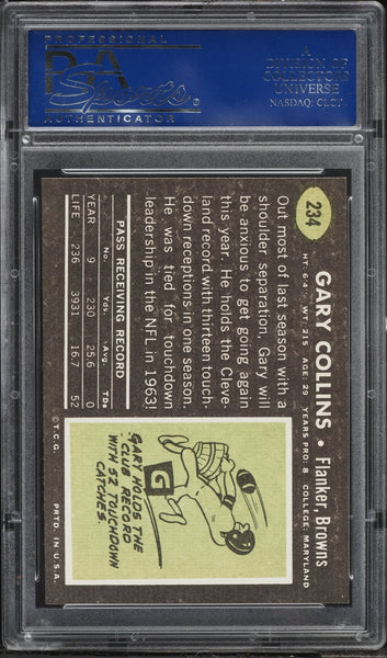 1969 Topps FB Card #234 Gary Collins Cleveland Browns HOF PSA 8 NM-MT (MGD2)
