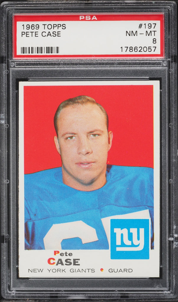 1969 Topps FB Card #197 Pete Case New York Giants PSA 8 NM-MT (MGD2)