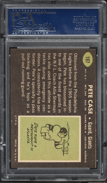 1969 Topps FB Card #197 Pete Case New York Giants PSA 8 NM-MT (MGD2)