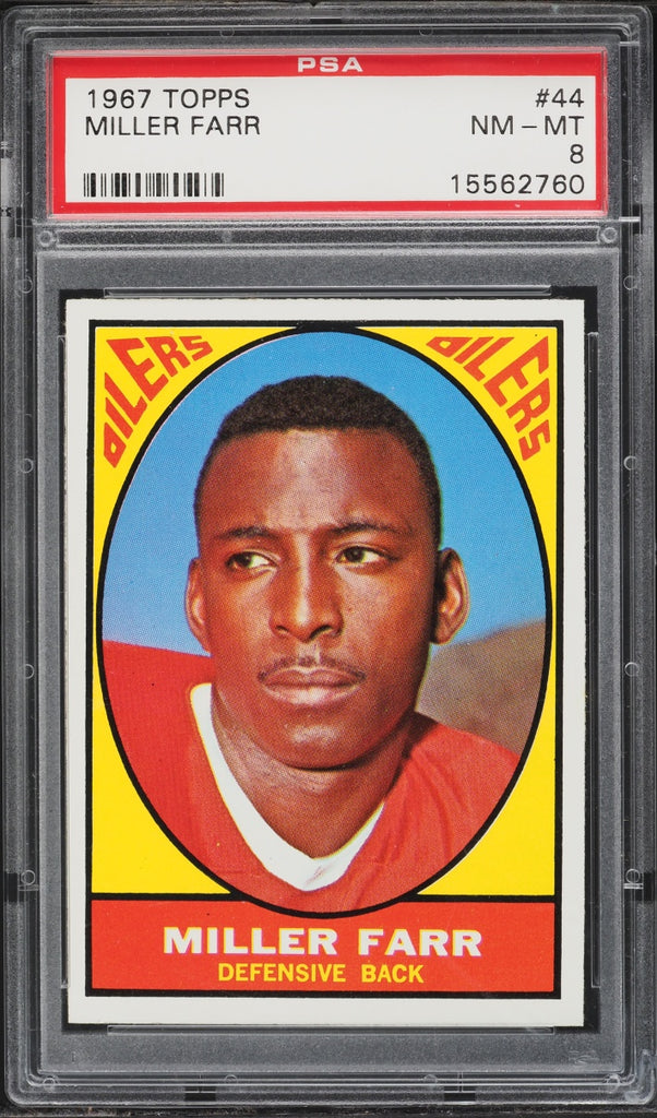 1967 Topps FB Card # 44 Miller Farr Houston Oilers ROOKIE RC PSA 8 NM-MT (MGD2)