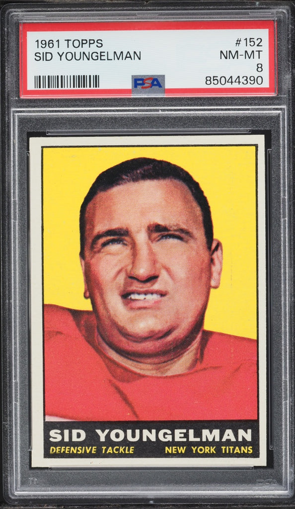1961 Topps FB Card #152 Sid Youngelman New York Titans PSA 8 NM-MT (MGD2)