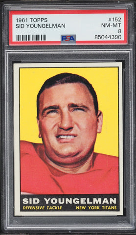 1961 Topps FB Card #152 Sid Youngelman New York Titans PSA 8 NM-MT (MGD2)