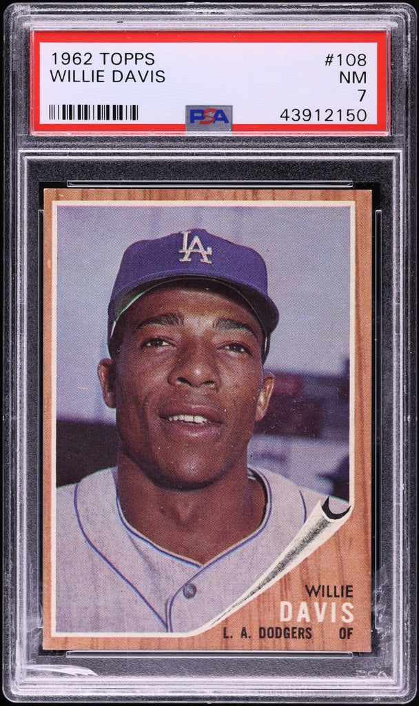 1962 Topps BB Card #108 Willie Davis Los Angeles Dodgers PSA 7 NRMT (MGD2)